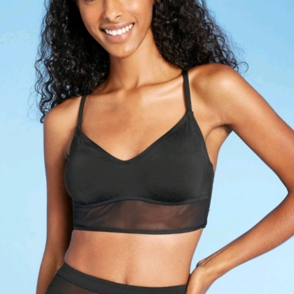 Other - Sun and Shore Black Bikini Top w/Mesh Detail
